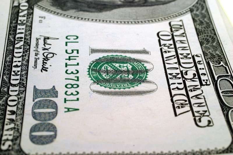 Close-up van een Amerikaans biljet van 100 dollar